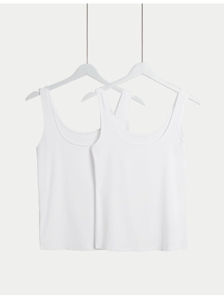 Marks & Spencer 2 потника Flexifit™ с висок дял модал Marks & Spencer бял