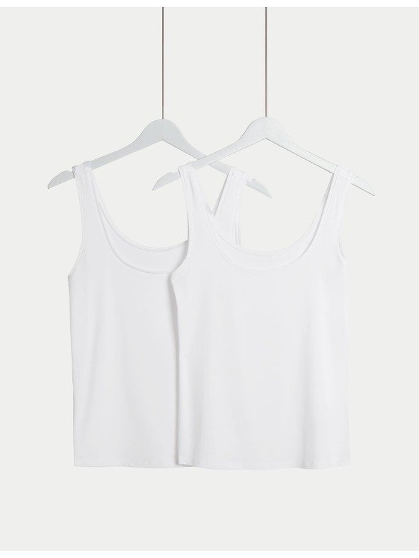 Marks & Spencer 2 потника Flexifit™ с висок дял модал Marks & Spencer бял