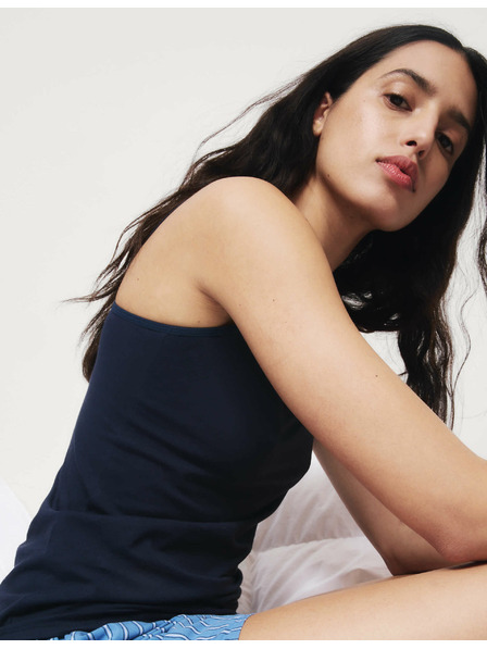 Marks & Spencer Потник с презрамки с висок дял памук, 3 бр. Marks & Spencer морско синьо