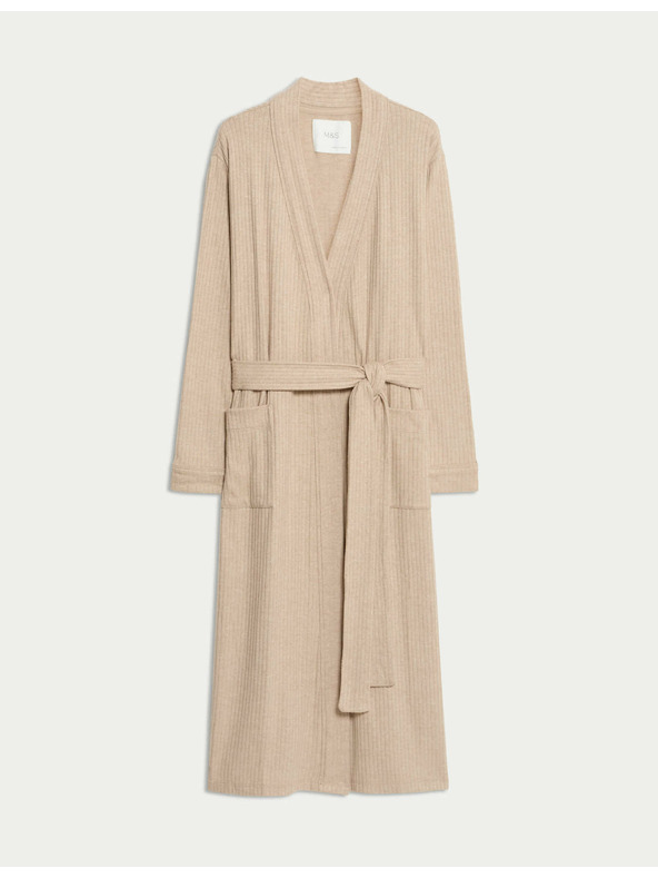 Marks & Spencer Широк ребрест халат Marks & Spencer сметанов
