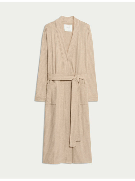 Marks & Spencer Широк ребрест халат Marks & Spencer сметанов