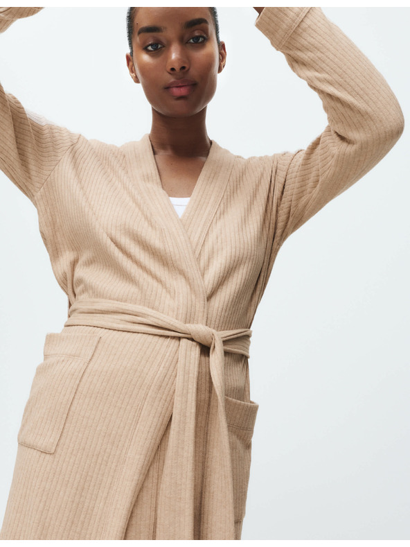 Marks & Spencer Широк ребрест халат Marks & Spencer сметанов