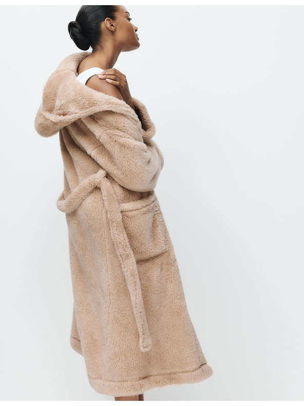 Marks & Spencer Халат с качулка Marks & Spencer кремав