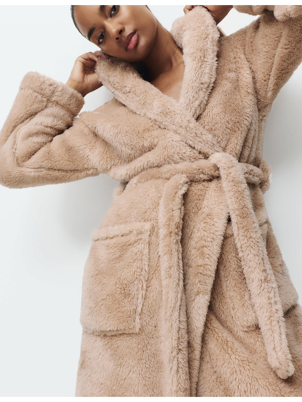 Marks & Spencer Халат с качулка Marks & Spencer кремав