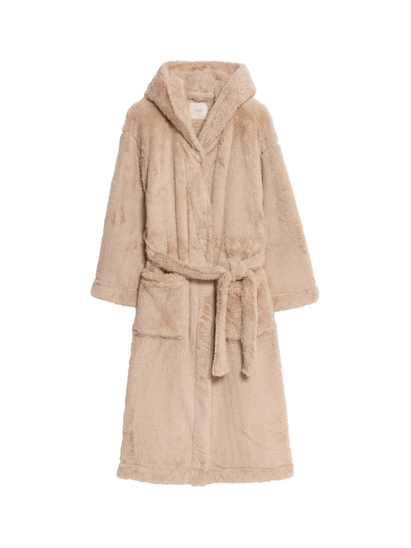 Marks & Spencer Халат с качулка Marks & Spencer кремав
