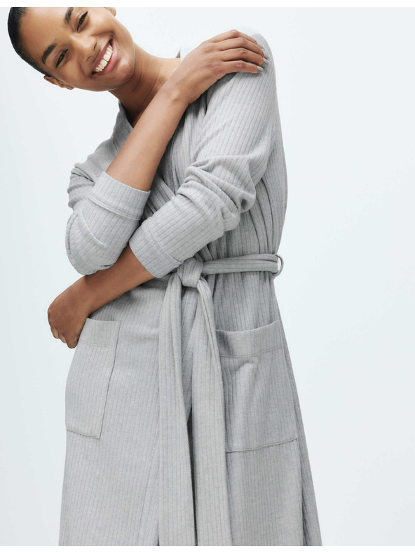 Marks & Spencer Широк ребрест халат Marks & Spencer сив