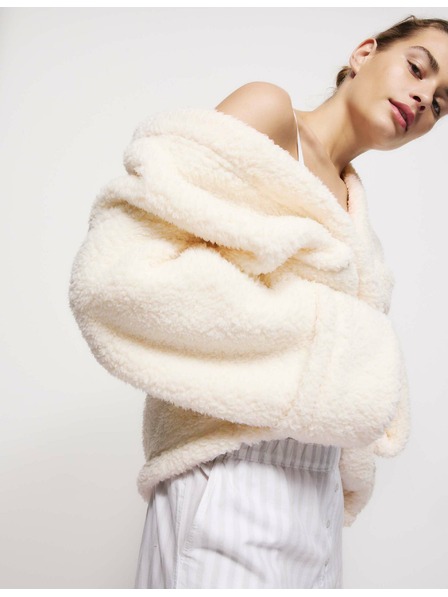 Marks & Spencer Запакован кардиган от изкуствена кожа с мече Marks & Spencer кремав