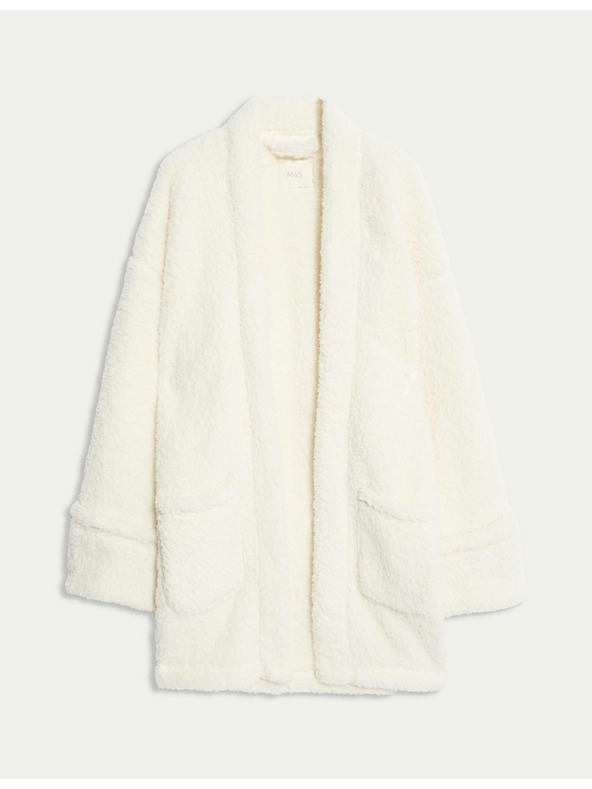 Marks & Spencer Запакован кардиган от изкуствена кожа с мече Marks & Spencer кремав