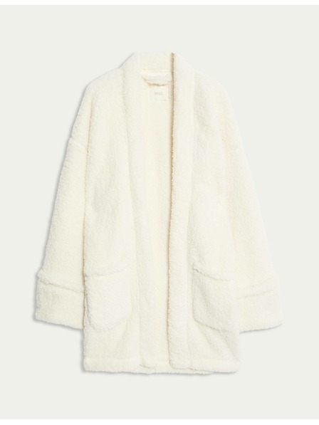 Marks & Spencer Запакован кардиган от изкуствена кожа с мече Marks & Spencer кремав