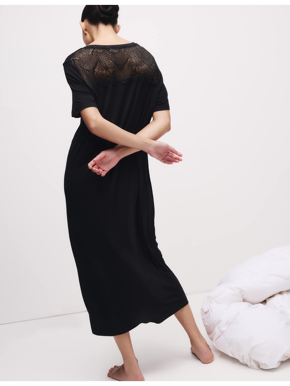 Marks & Spencer Нощница с дантелена вложка Marks & Spencer черна