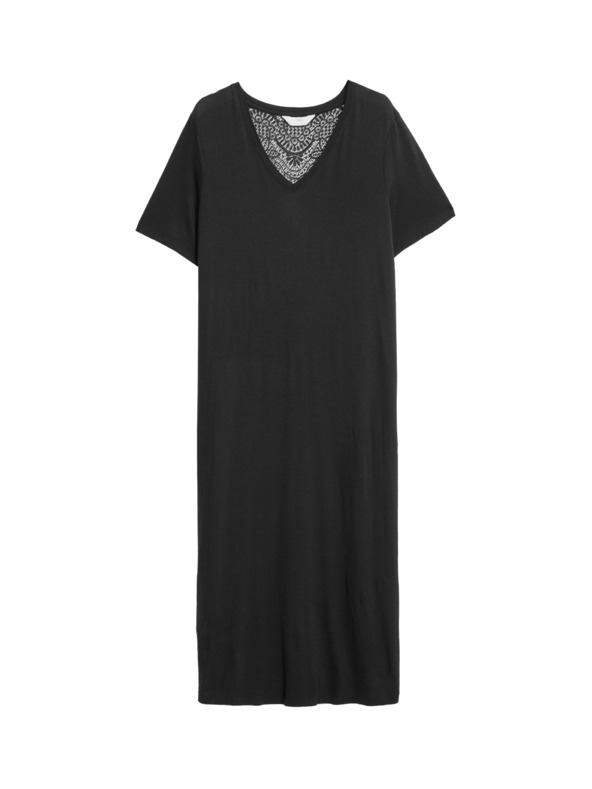 Marks & Spencer Нощница с дантелена вложка Marks & Spencer черна