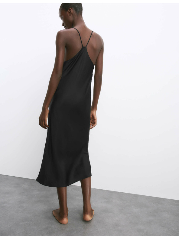 Marks & Spencer Сатенена дълга тънка презраменна нощница Marks & Spencer черна