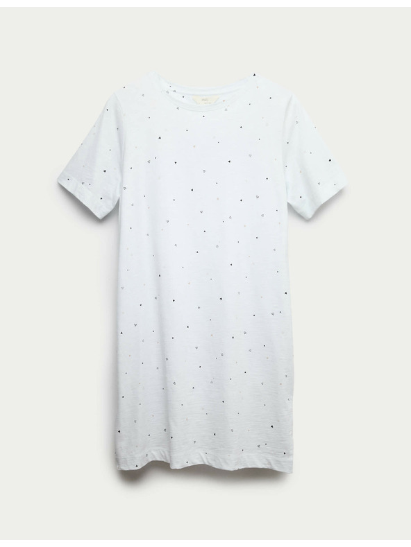 Marks & Spencer Нощница от чист памук с принт Marks & Spencer бяла