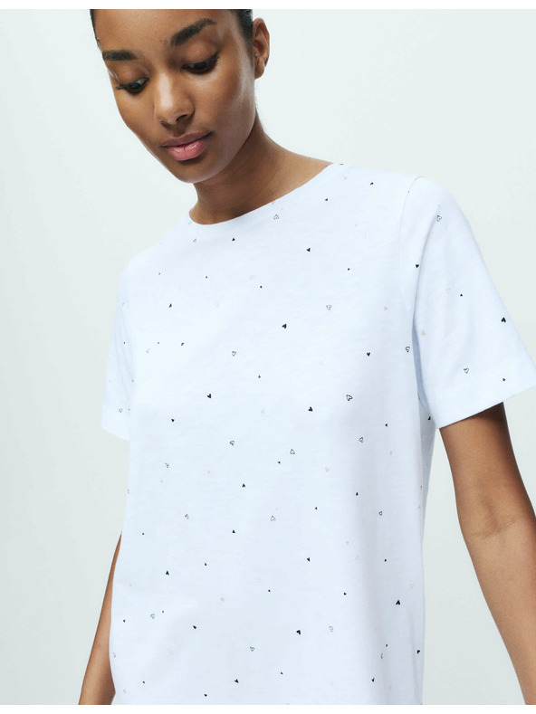 Marks & Spencer Нощница от чист памук с принт Marks & Spencer бяла