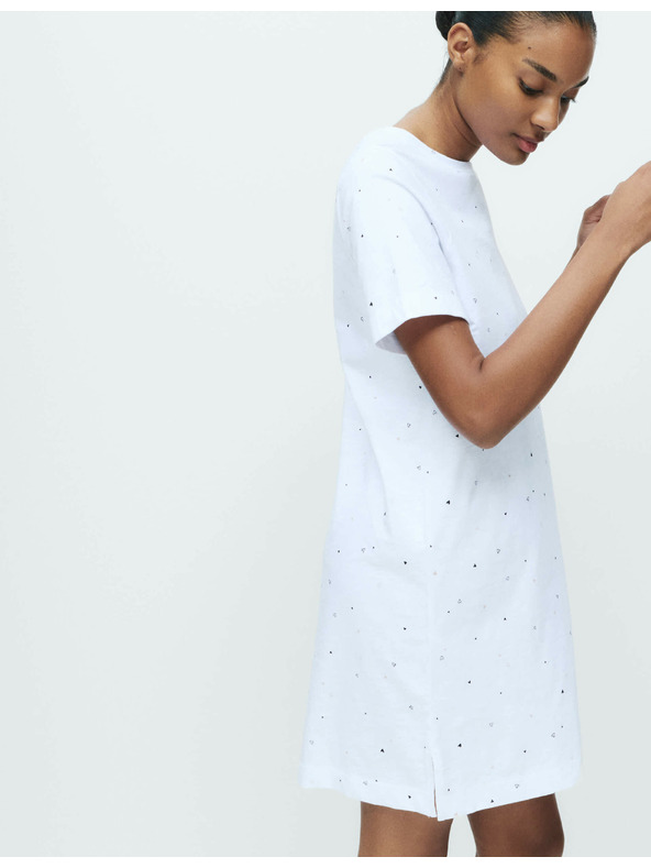 Marks & Spencer Нощница от чист памук с принт Marks & Spencer бяла