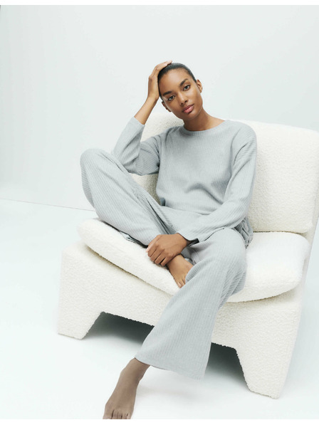 Marks & Spencer Ребрести долни части на пижами с широки крачоли Marks & Spencer сива