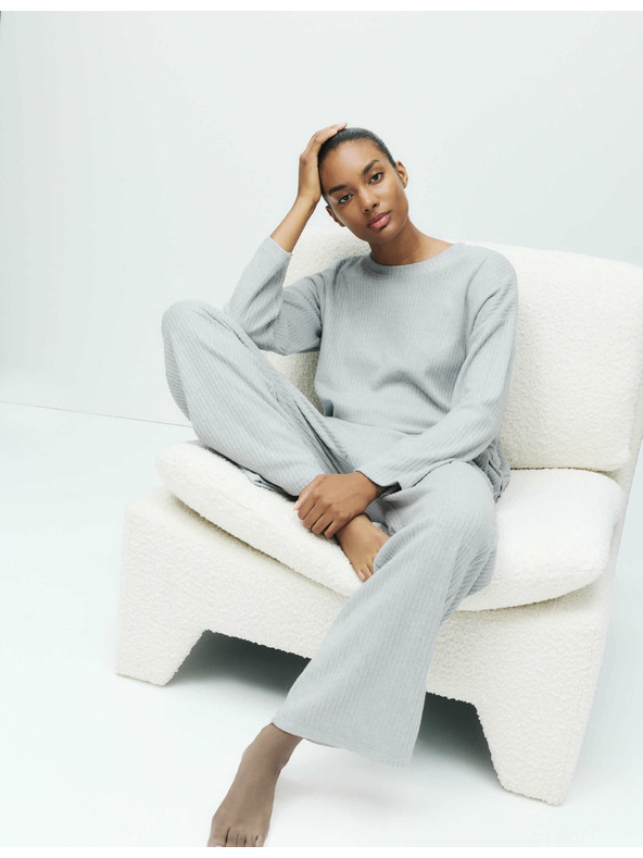 Marks & Spencer Ребрести долни части на пижами с широки крачоли Marks & Spencer сива