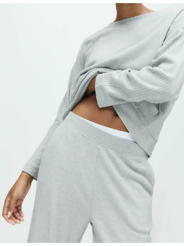 Marks & Spencer Ребрести долни части на пижами с широки крачоли Marks & Spencer сива