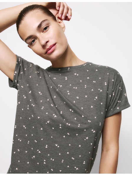 Marks & Spencer Пижамен комплект с принт и висок дял памук Marks & Spencer сива