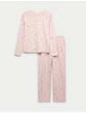 Marks & Spencer Пижамена комплект от чист памук с печат Marks & Spencer розова