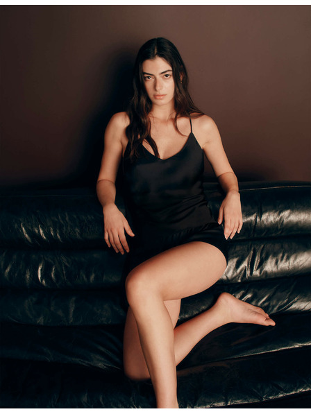 Marks & Spencer Сатенен къс пижамен комплект с топ и шорти Marks & Spencer черно