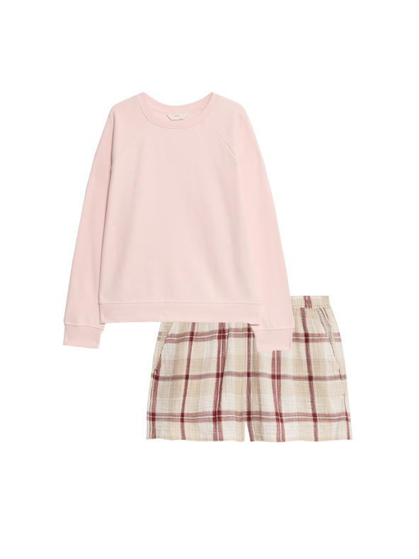 Marks & Spencer Лятна 2-делна пижама от чист памук Marks & Spencer розово