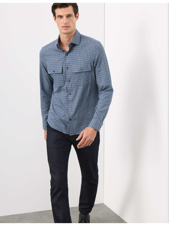 Marks & Spencer Каирирана риза с високо съдържание на памук, лесна за гладене Marks & Spencer синя