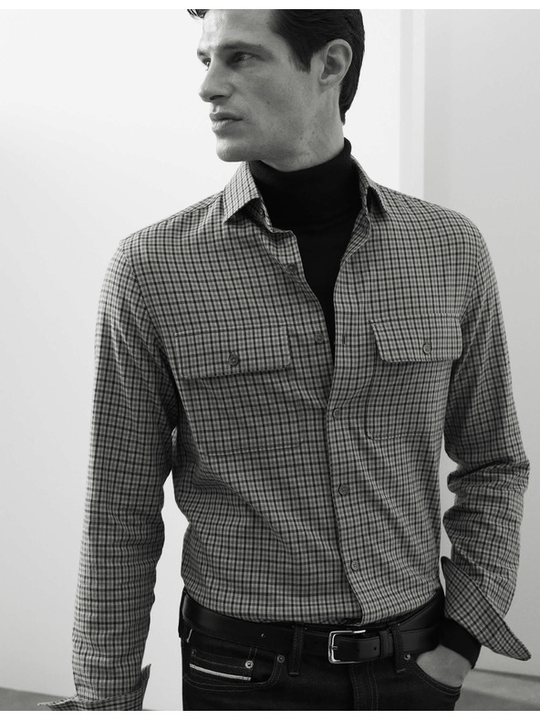 Marks & Spencer Каирирана риза с високо съдържание на памук, лесна за гладене Marks & Spencer синя