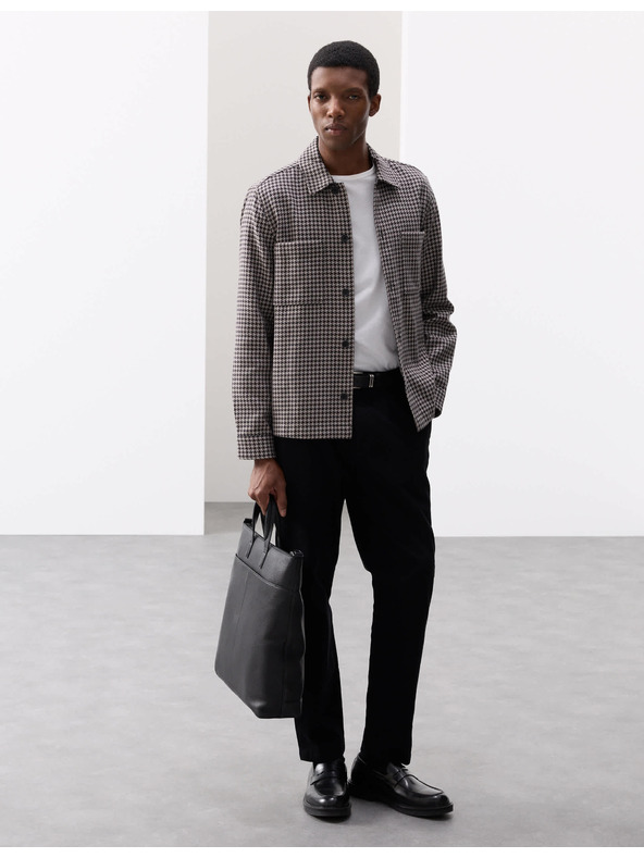 Marks & Spencer Ризка от чиста памучна материя с пепитен десен Marks & Spencer сива