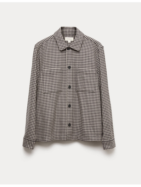 Marks & Spencer Ризка от чиста памучна материя с пепитен десен Marks & Spencer сива