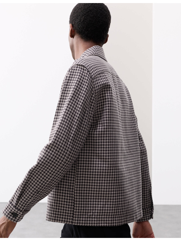 Marks & Spencer Ризка от чиста памучна материя с пепитен десен Marks & Spencer сива