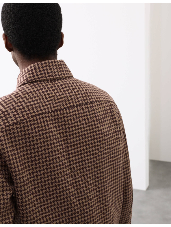 Marks & Spencer Ризка от чиста памучна материя с пепитен десен Marks & Spencer кафява