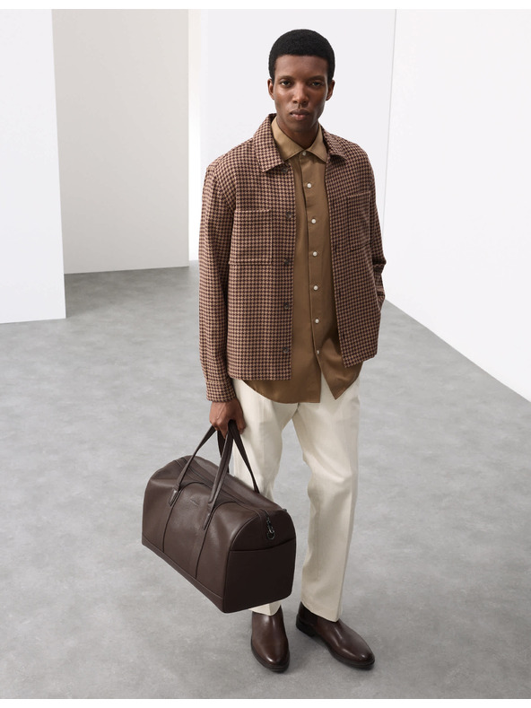 Marks & Spencer Ризка от чиста памучна материя с пепитен десен Marks & Spencer кафява