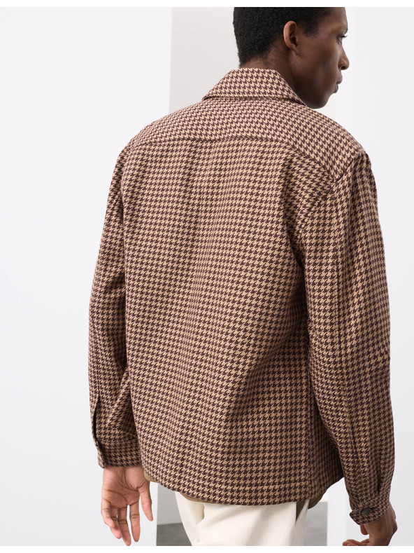 Marks & Spencer Ризка от чиста памучна материя с пепитен десен Marks & Spencer кафява