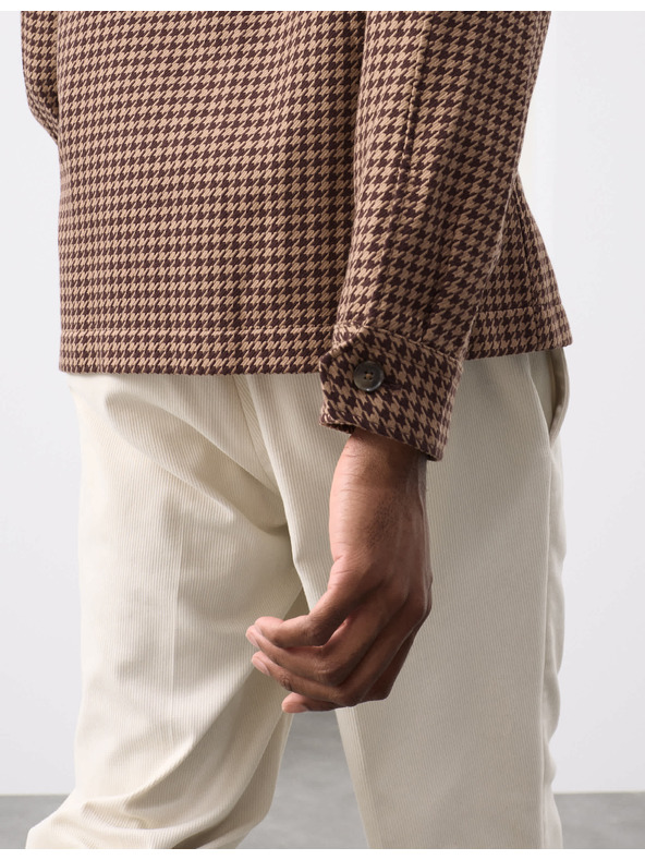 Marks & Spencer Ризка от чиста памучна материя с пепитен десен Marks & Spencer кафява