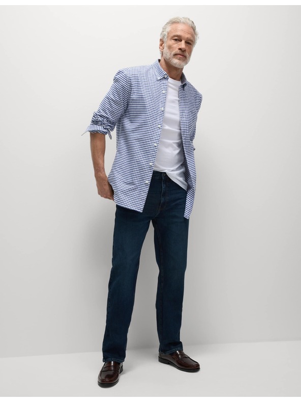 Marks & Spencer Карирана оксфордска риза The Ultimate от чист памук Marks & Spencer тъмносиня