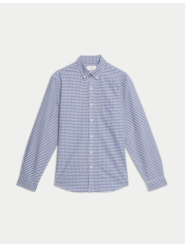 Marks & Spencer Карирана оксфордска риза The Ultimate от чист памук Marks & Spencer тъмносиня