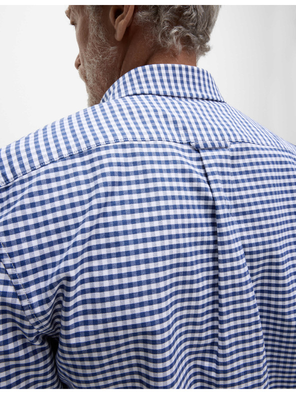 Marks & Spencer Карирана оксфордска риза The Ultimate от чист памук Marks & Spencer тъмносиня