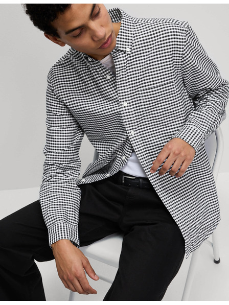 Marks & Spencer Карирана оксфордска риза The Ultimate от чист памук Marks & Spencer черна