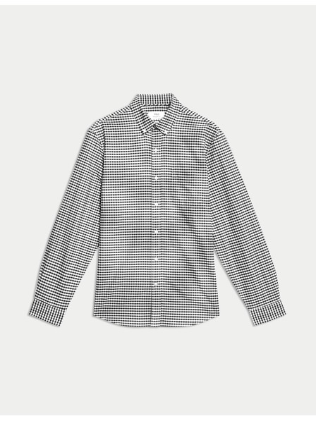 Marks & Spencer Карирана оксфордска риза The Ultimate от чист памук Marks & Spencer черна