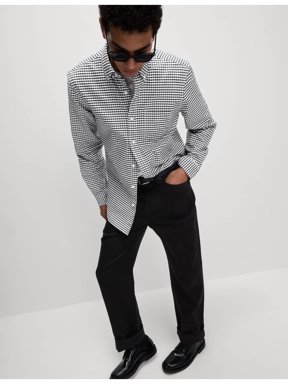 Marks & Spencer Карирана оксфордска риза The Ultimate от чист памук Marks & Spencer черна