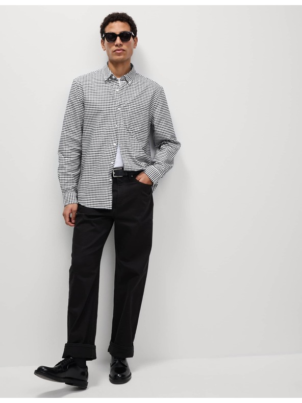 Marks & Spencer Карирана оксфордска риза The Ultimate от чист памук Marks & Spencer черна