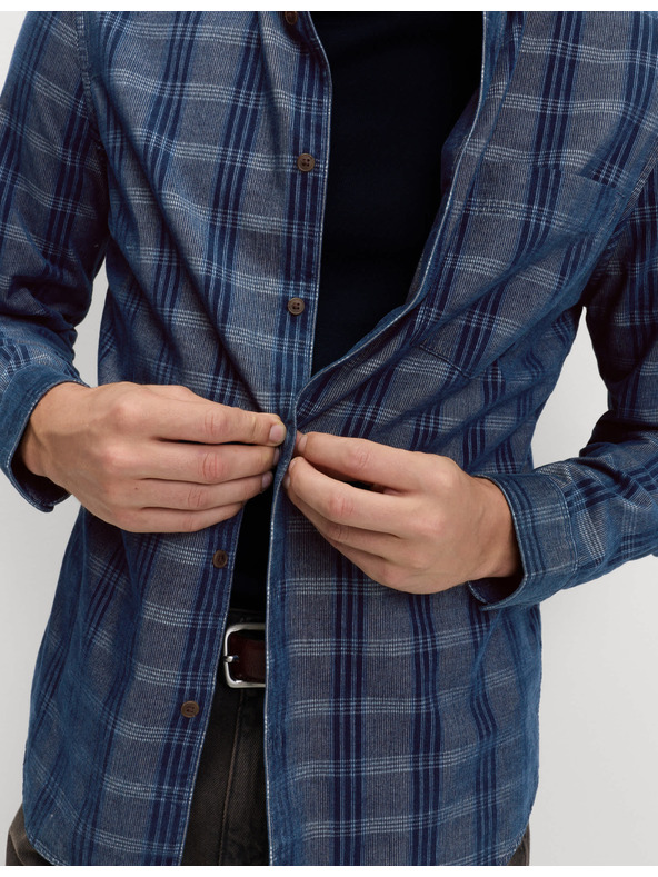 Marks & Spencer Чисто памучна фланелена риза Marks & Spencer тъмносиня