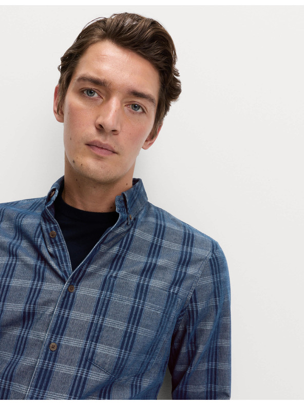 Marks & Spencer Чисто памучна фланелена риза Marks & Spencer тъмносиня