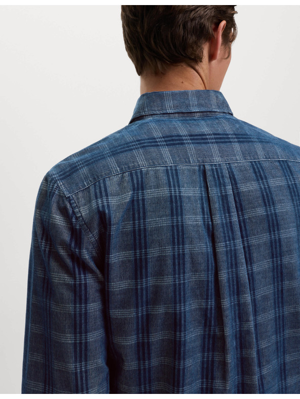 Marks & Spencer Чисто памучна фланелена риза Marks & Spencer тъмносиня