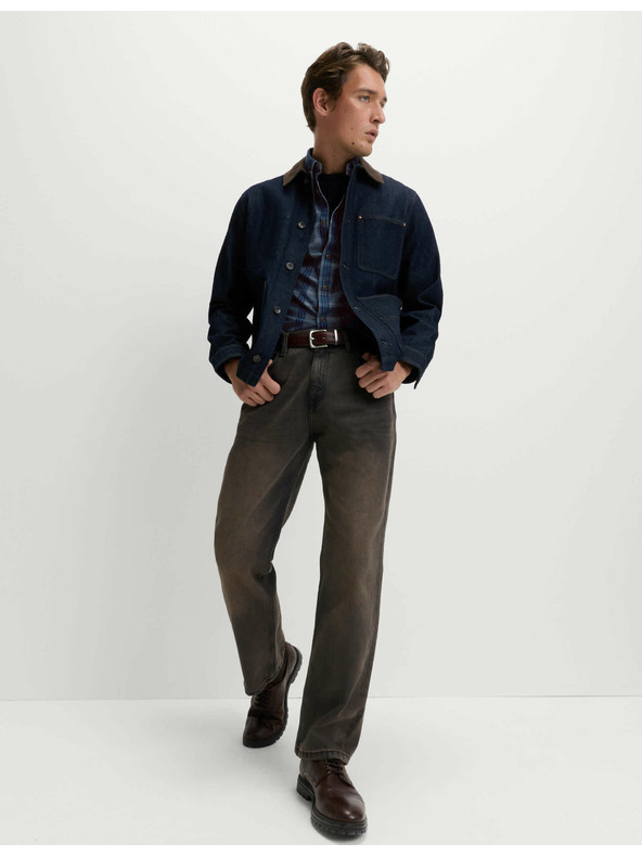 Marks & Spencer Чисто памучна фланелена риза Marks & Spencer тъмносиня