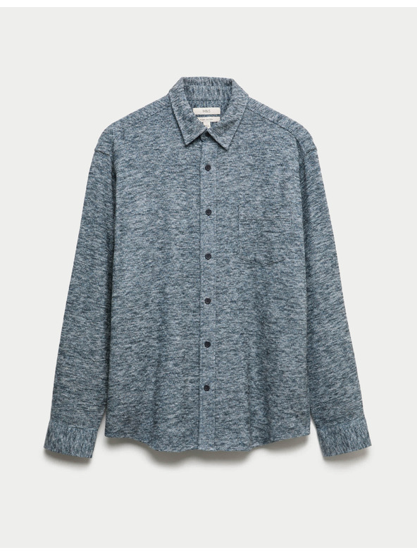 Marks & Spencer Чисто памучна фланелена риза Marks & Spencer синя