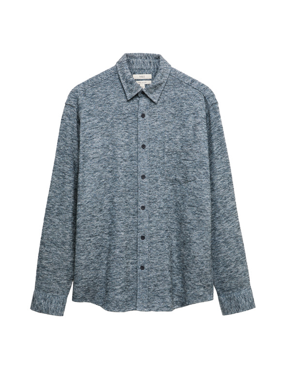 Marks & Spencer Чисто памучна фланелена риза Marks & Spencer синя