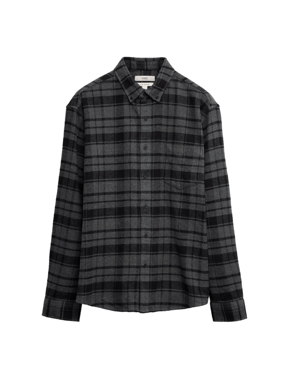 Marks & Spencer Чисто памучна фланелена риза Marks & Spencer сива