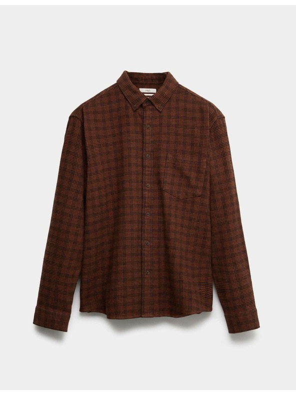 Marks & Spencer Чисто памучна фланелена риза Marks & Spencer кафява